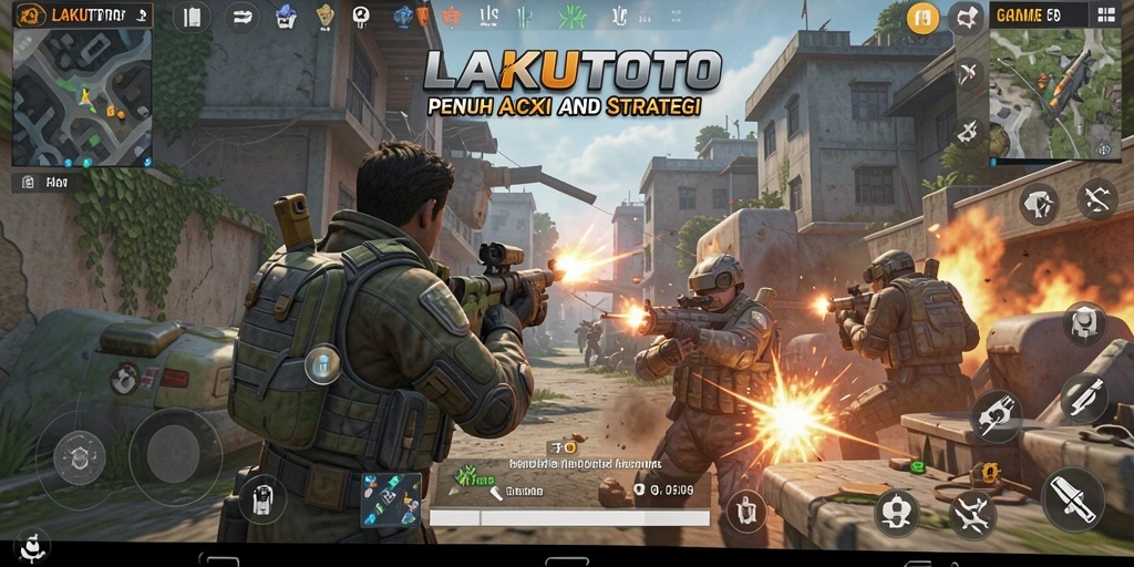 Screenshot gameplay LAKUTOTO yang menunjukkan aksi tembak-menembak yang mendebarkan.