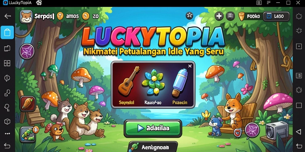 Screenshot gameplay LUCKYTOPIA menunjukkan aksi membangun kerajaan yang mengasyikkan.