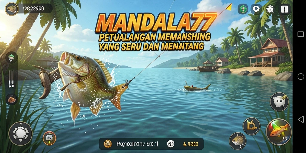 Screenshot gameplay MANDALA77 yang menunjukkan suasana memancing yang mendebarkan.