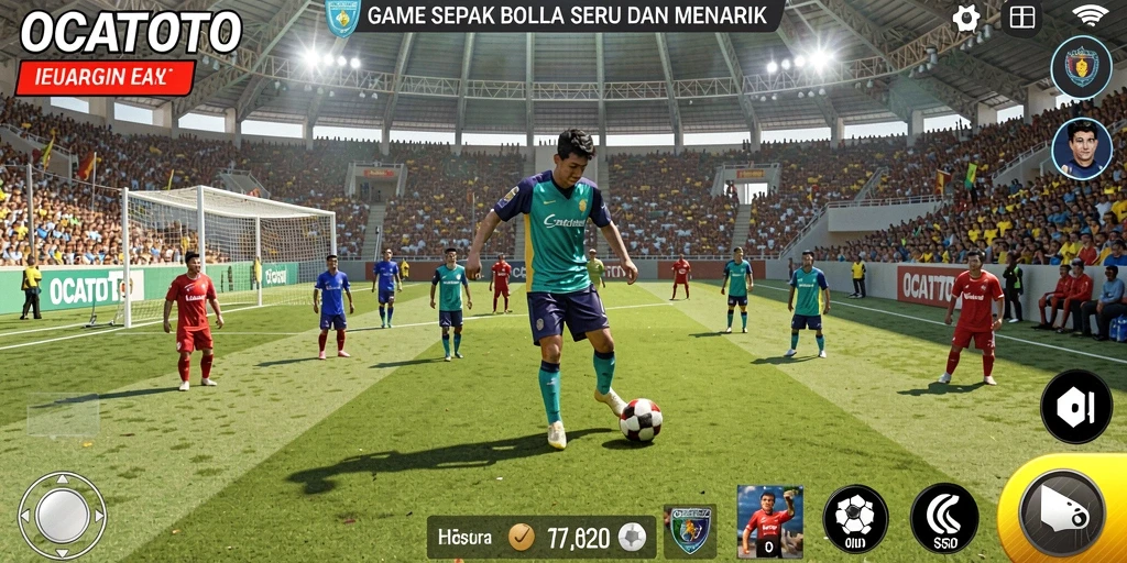 Gameplay seru dari OCATOTO dengan aksi sepak bola yang mendebarkan.