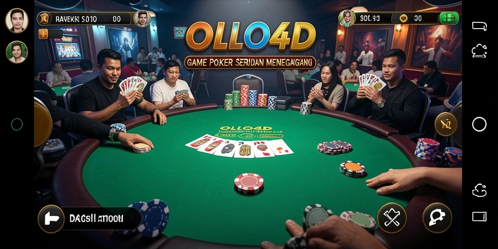 Screenshot utama OLLO4D menampilkan gameplay Poker yang seru.