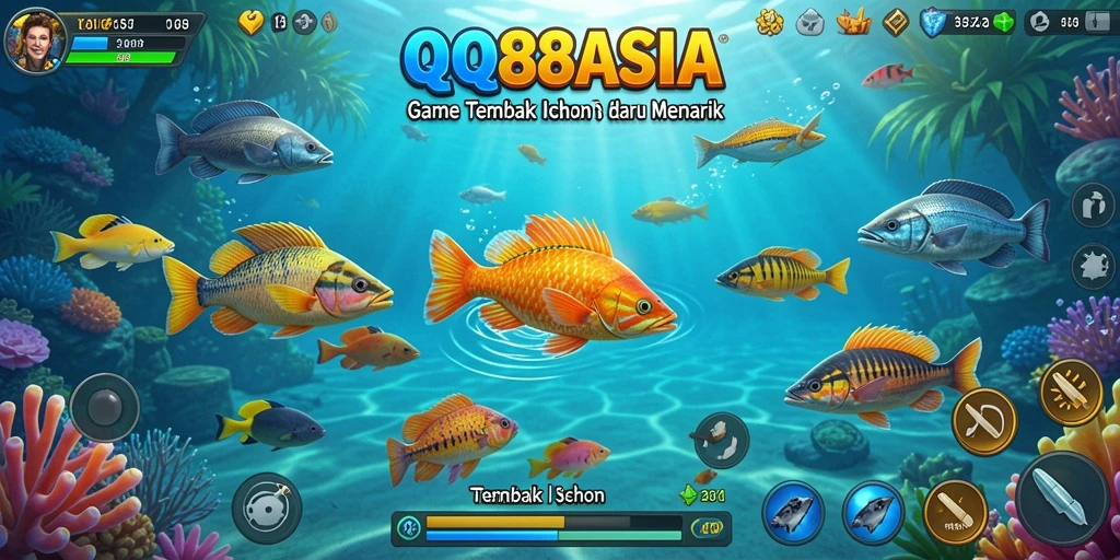 Tampilan gameplay Tembak Ikan yang seru dan menyenangkan di QQ88ASIA.